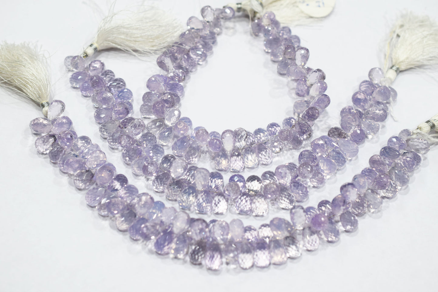 Natural Lavender Quartz Tear Drops Shape Briolettes , Sold By Strand , 7x11 - 7.5x12 mm , 9 Inches , 18342