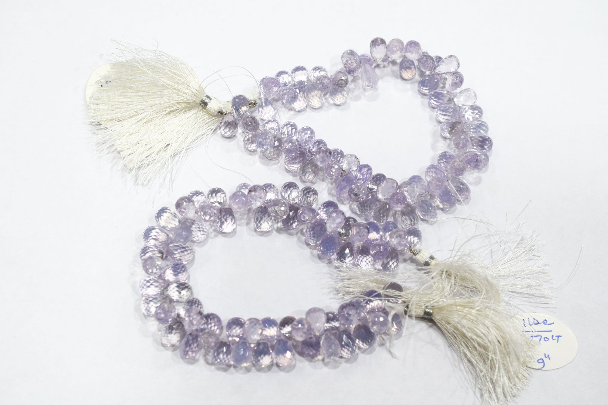 Natural Lavender Quartz Tear Drops Shape Briolettes , Sold By Strand , 7x11 - 7.5x12 mm , 9 Inches , 18342