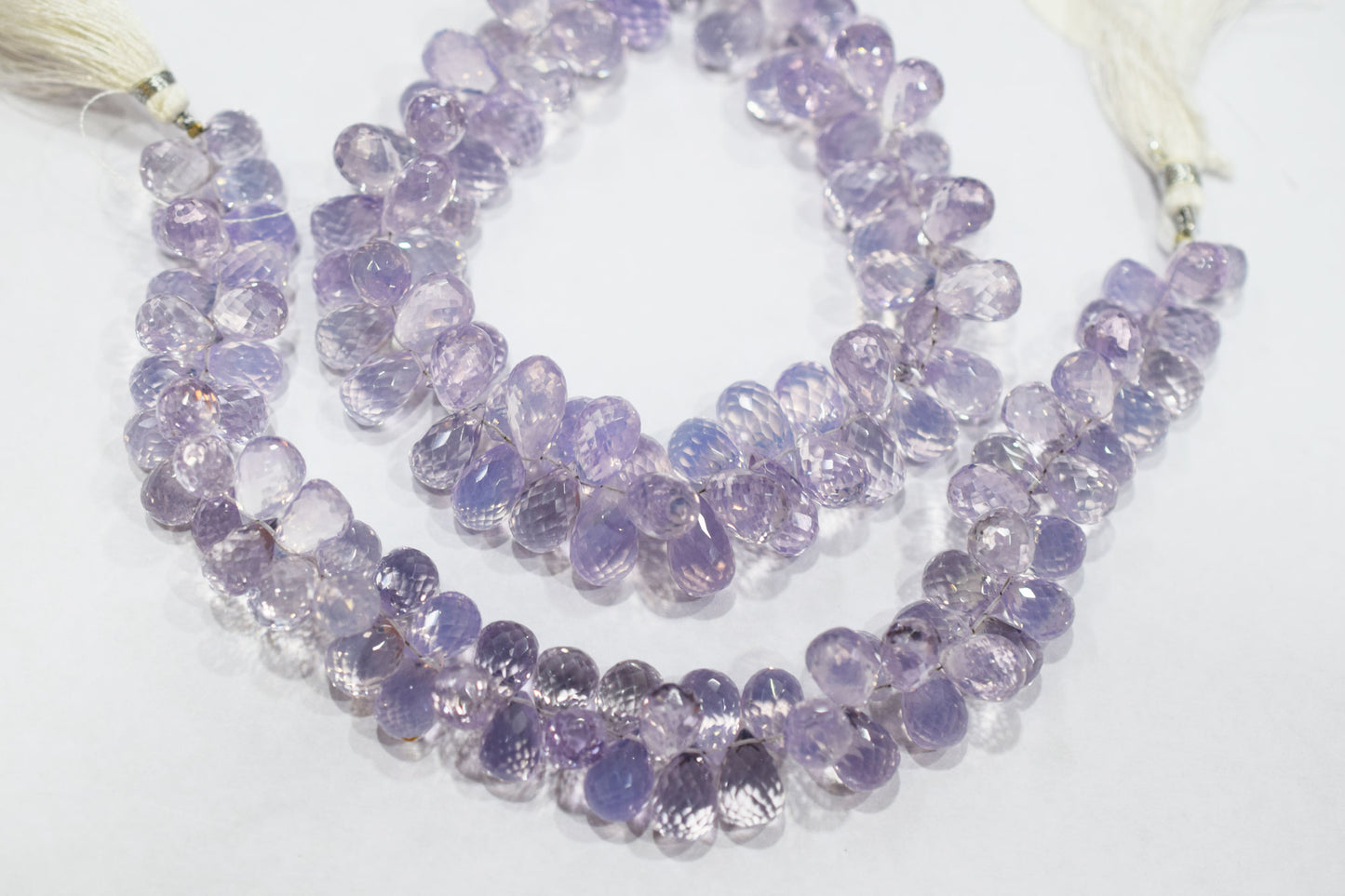 Natural Lavender Quartz Tear Drops Shape Briolettes , Sold By Strand , 8x11 - 8x13 mm , 9 Inches , 18343