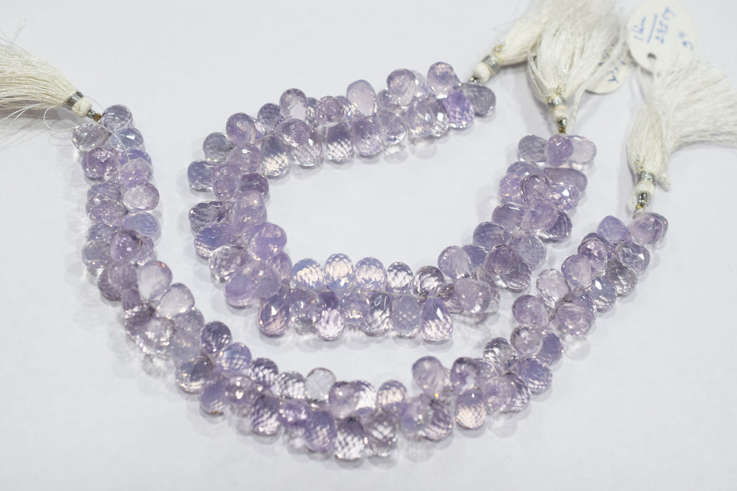 Natural Lavender Quartz Tear Drops Shape Briolettes , Sold By Strand , 8x11 - 8x13 mm , 9 Inches , 18343