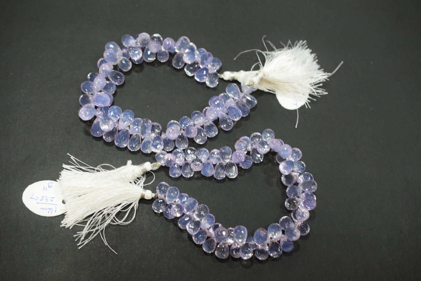 Natural Lavender Quartz Tear Drops Shape Briolettes , Sold By Strand , 8x11 - 8x13 mm , 9 Inches , 18343