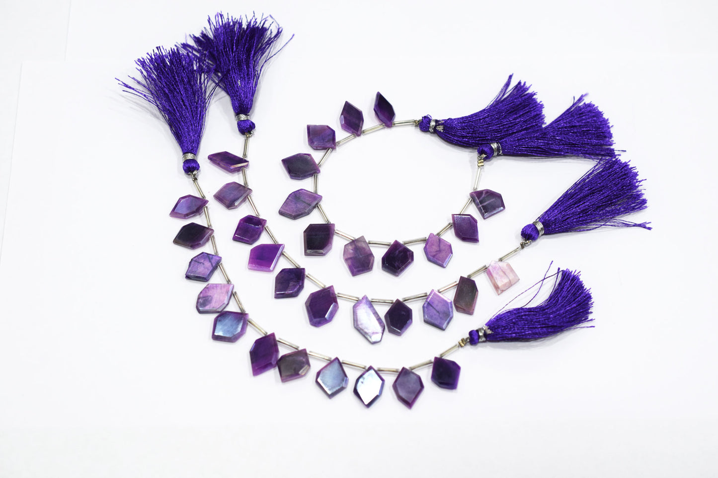 11 Pieces In A Strand Mystic Lavender Moonstone Crown Cut Tablets Beads , Sold By Strand , 10x15 - 12x17 mm , 18547