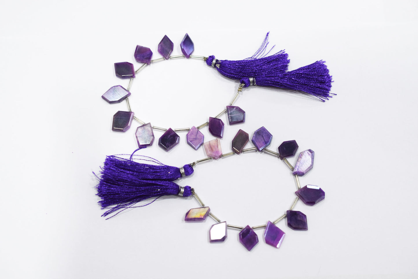 11 Pieces In A Strand Mystic Lavender Moonstone Crown Cut Tablets Beads , Sold By Strand , 10x15 - 12x17 mm , 18547