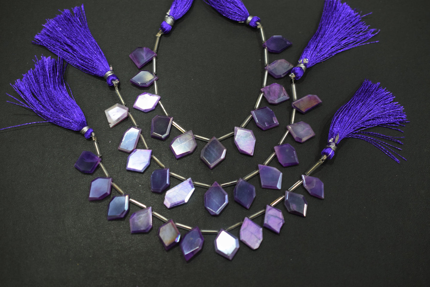 11 Pieces In A Strand Mystic Lavender Moonstone Crown Cut Tablets Beads , Sold By Strand , 10x15 - 12x17 mm , 18547