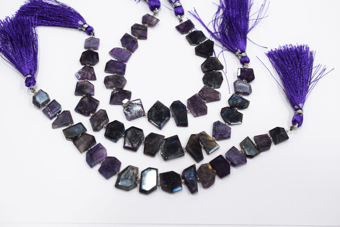 Natural Purple Labradorite Crown Cut Tablets Beads , Sold By Strand , 7x9 - 13x16 mm , 7" , 18549
