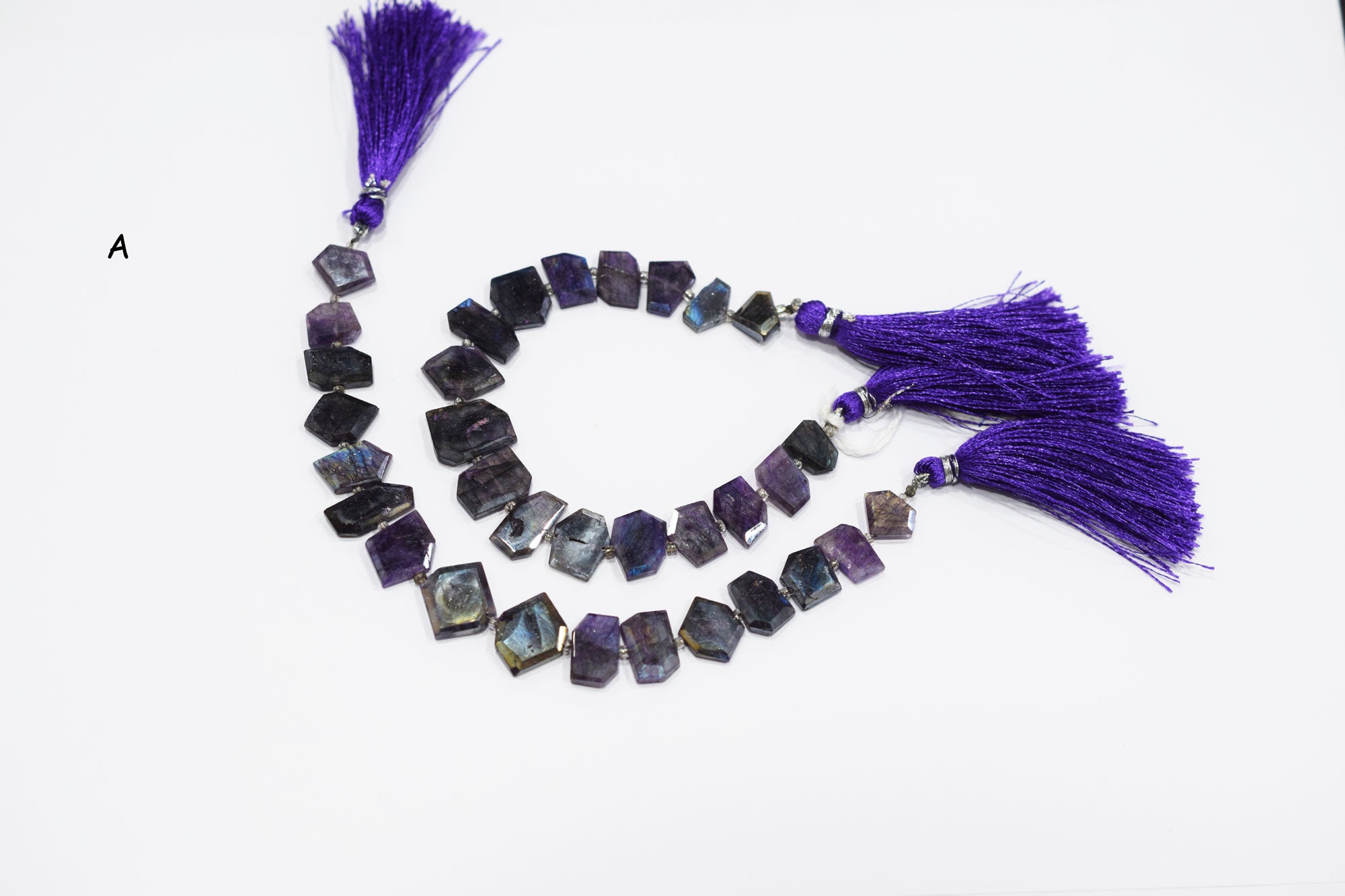 Natural Purple Labradorite Crown Cut Tablets Beads , Sold By Strand , 7x9 - 13x16 mm , 7" , 18549