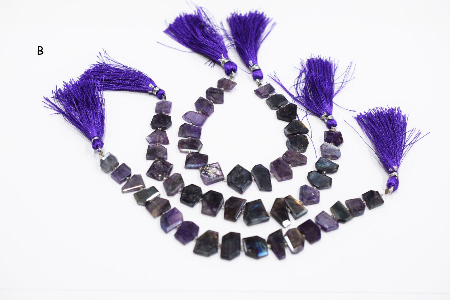 Natural Purple Labradorite Crown Cut Tablets Beads , Sold By Strand , 7x9 - 13x16 mm , 7" , 18549
