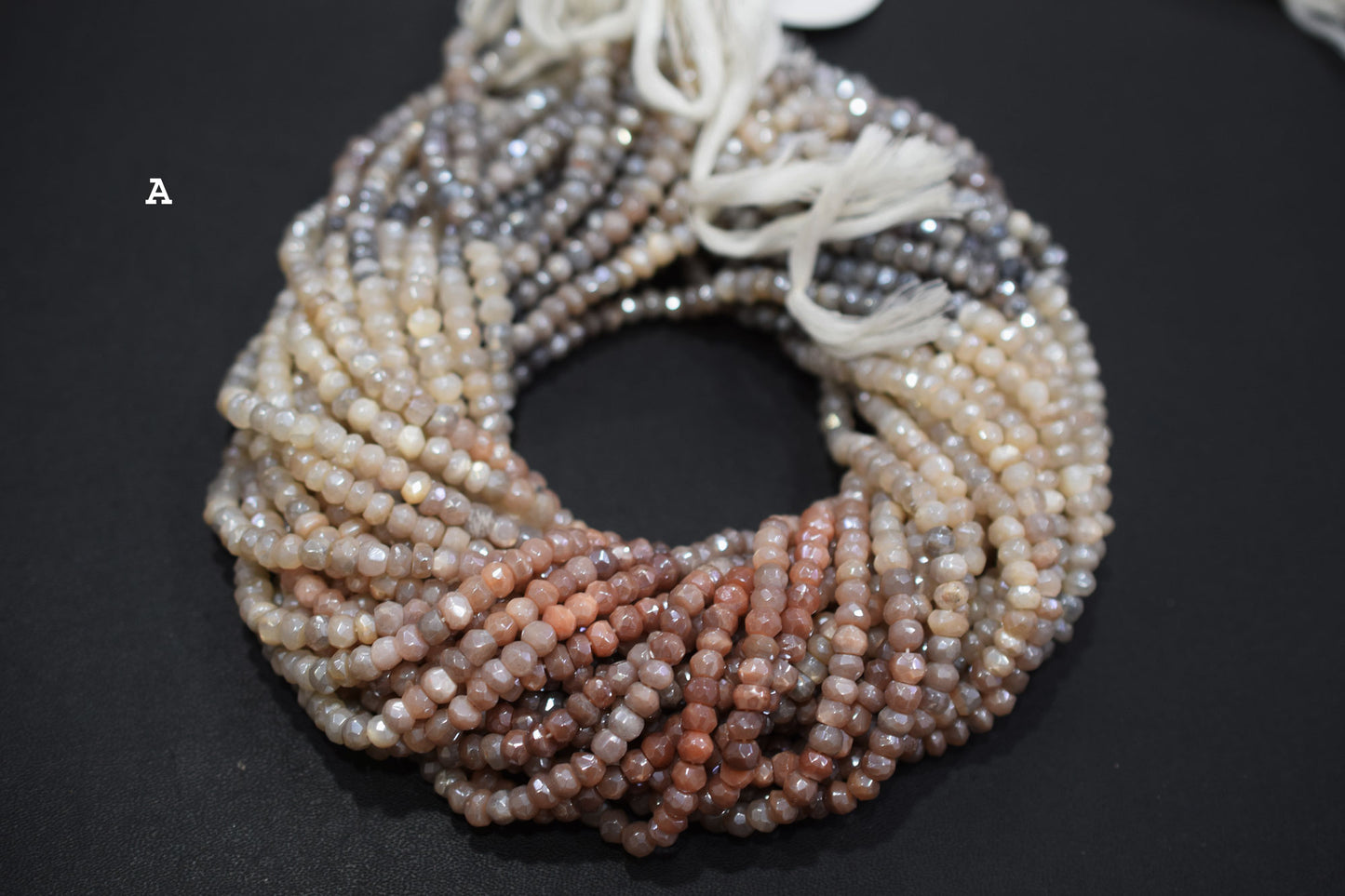 Mystic Multi Moonstone Faceted Rondelle Shape Beads , Sold By Strand , 4.75 - 6.00 mm , 13 Inches , 18597