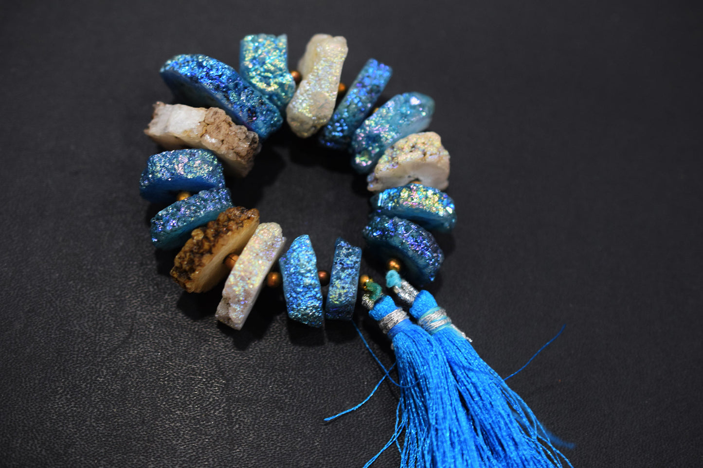 Rainbow Coated Stalactite Solar Quartz Tyre Shape , Sold By Strand , 16x14 - 25x19 mm , 5", 19299