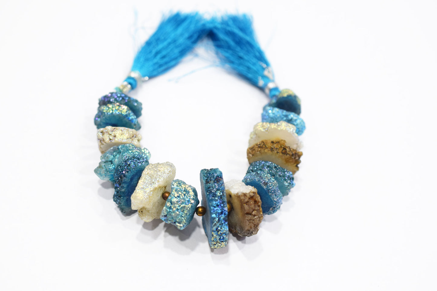 Rainbow Coated Stalactite Solar Quartz Tyre Shape , Sold By Strand , 16x14 - 25x19 mm , 5", 19299