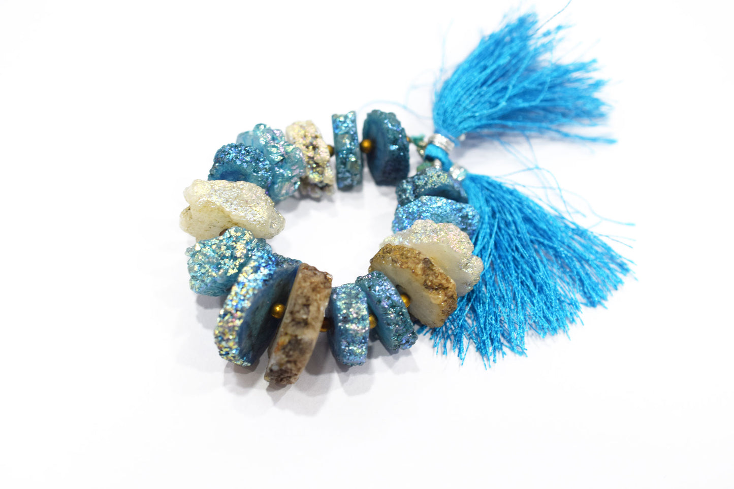 Rainbow Coated Stalactite Solar Quartz Tyre Shape , Sold By Strand , 16x14 - 25x19 mm , 5", 19299