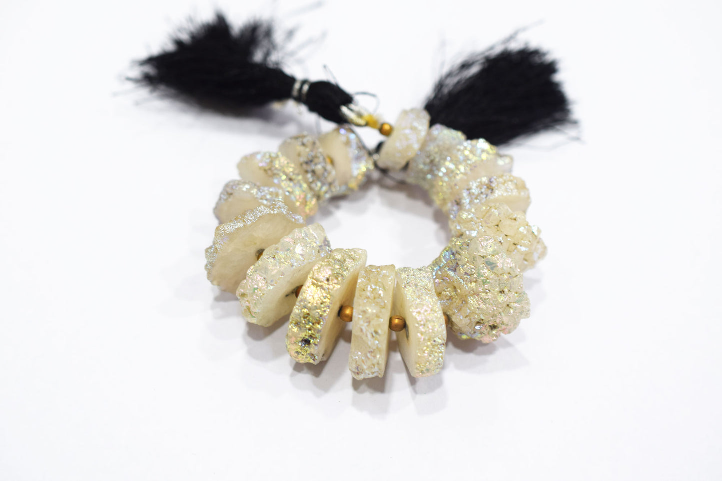 Rainbow Coated Stalactite Solar Quartz Tyre Shape , Sold By Strand , 15x15 - 20x25 mm , 5", 19302