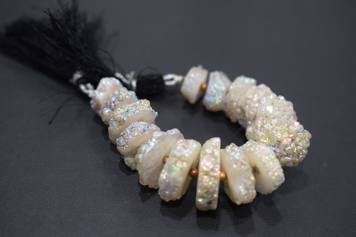 Rainbow Coated Stalactite Solar Quartz Tyre Shape , Sold By Strand , 15x15 - 20x25 mm , 5", 19302