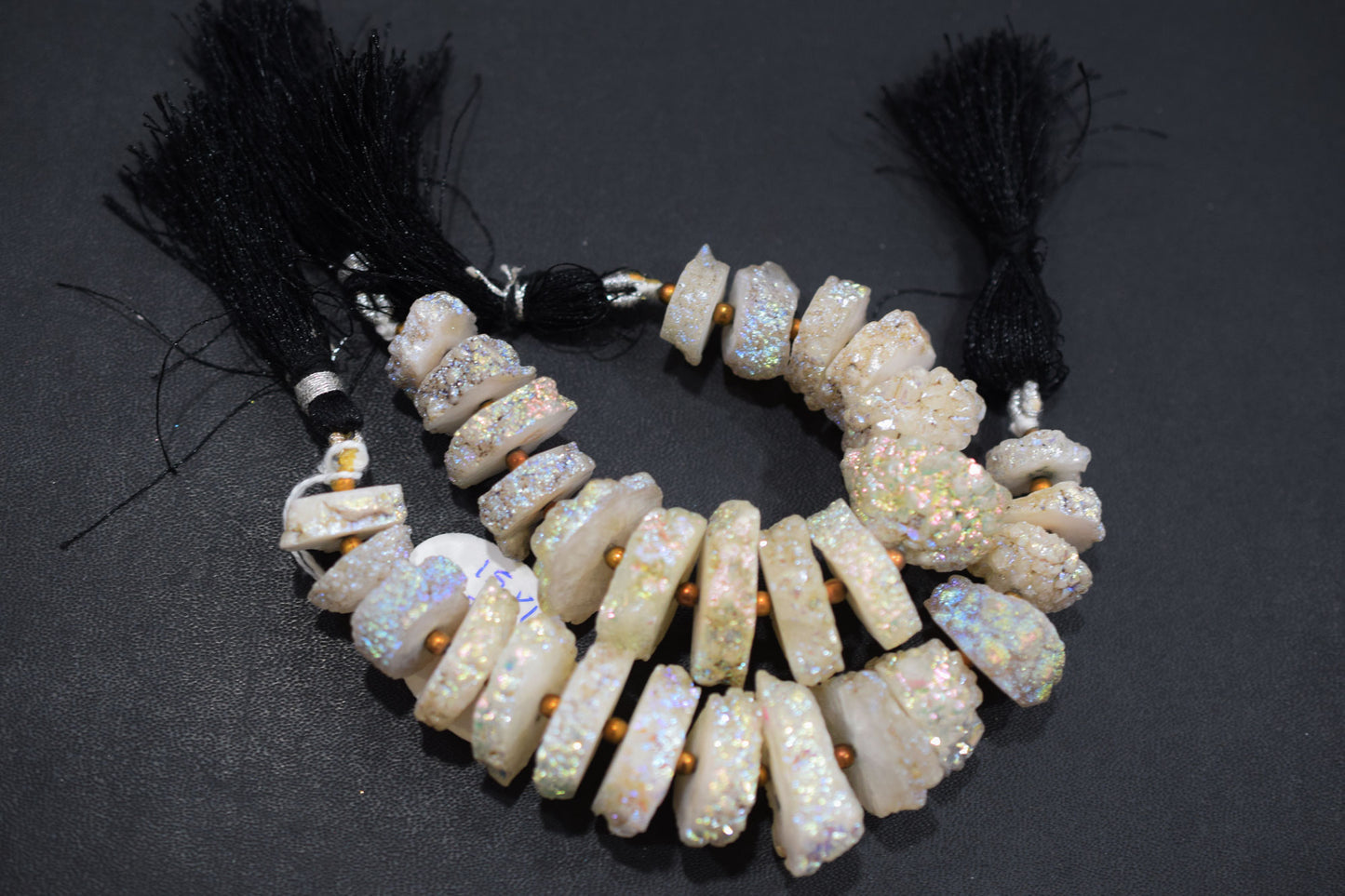 Rainbow Coated Stalactite Solar Quartz Tyre Shape , Sold By Strand , 15x15 - 20x25 mm , 5", 19302