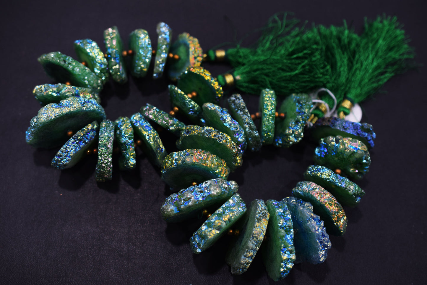 Rainbow Coated Stalactite Solar Quartz Tyre Shape , Sold By Strand , 20x26 - 35x38 mm , 7", 19303