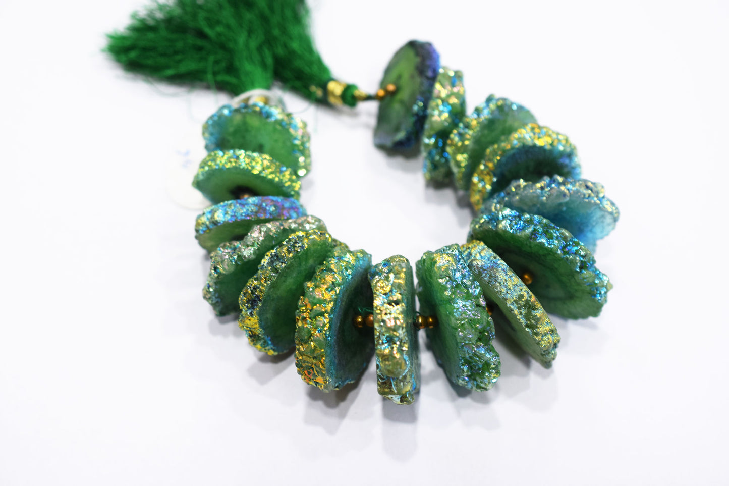 Rainbow Coated Stalactite Solar Quartz Tyre Shape , Sold By Strand , 20x26 - 35x38 mm , 7", 19303