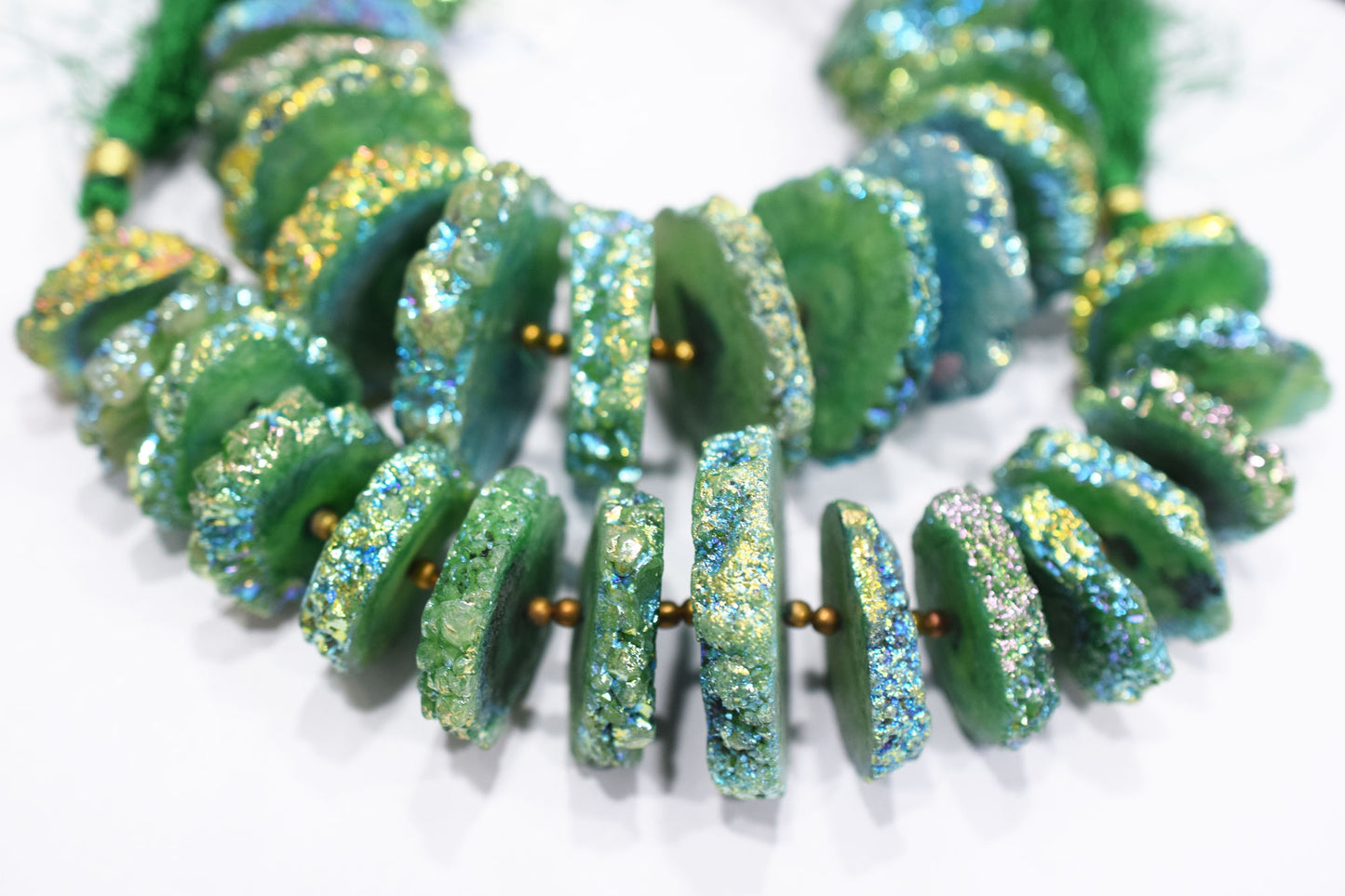Rainbow Coated Stalactite Solar Quartz Tyre Shape , Sold By Strand , 20x26 - 35x38 mm , 7", 19303