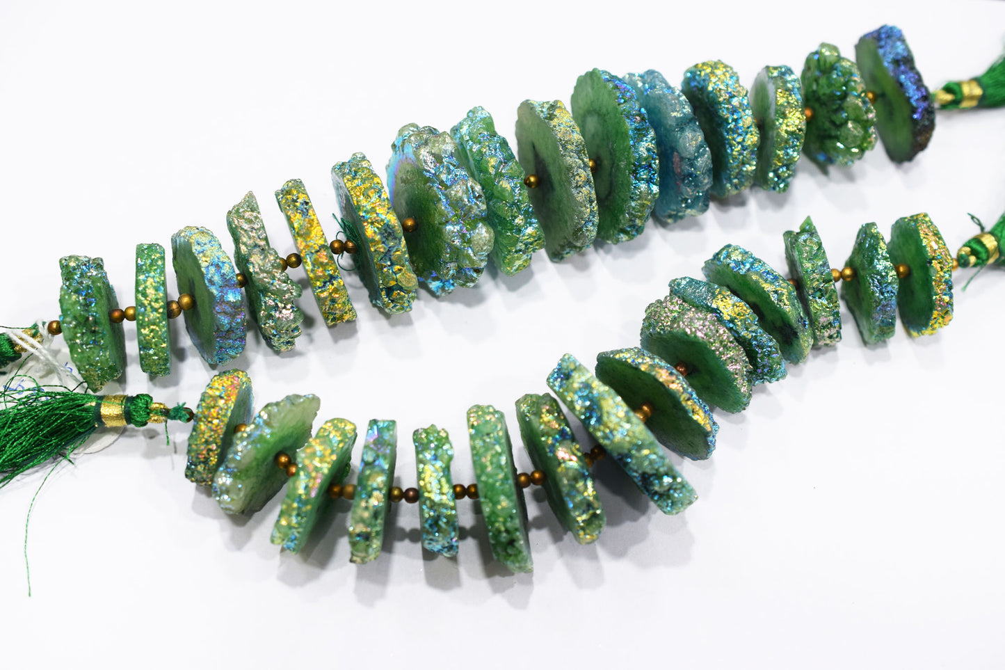Rainbow Coated Stalactite Solar Quartz Tyre Shape , Sold By Strand , 20x26 - 35x38 mm , 7", 19303