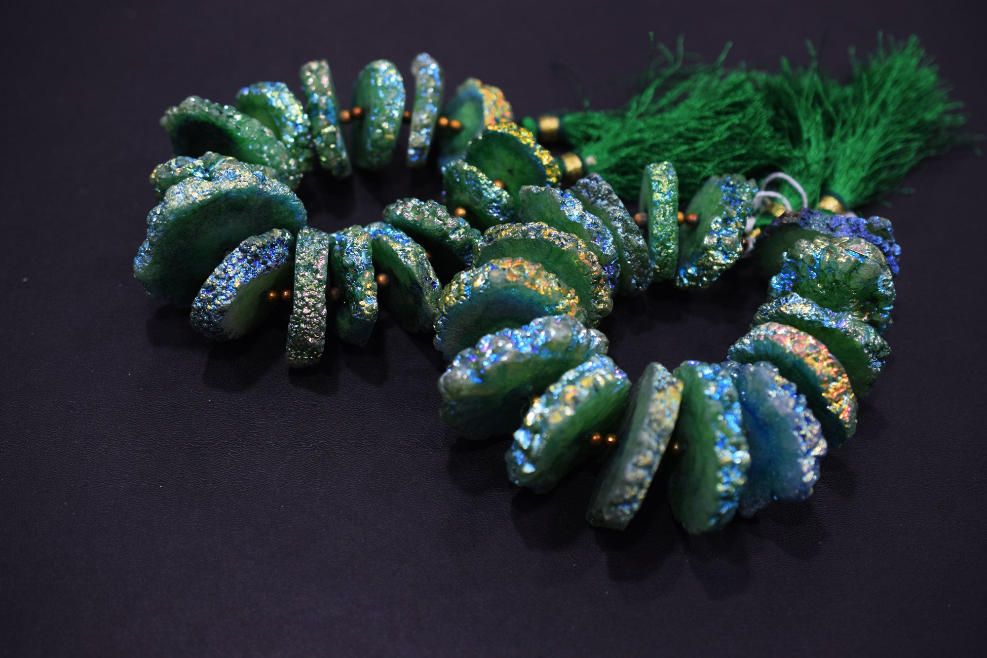 Rainbow Coated Stalactite Solar Quartz Tyre Shape , Sold By Strand , 20x26 - 35x38 mm , 7", 19303