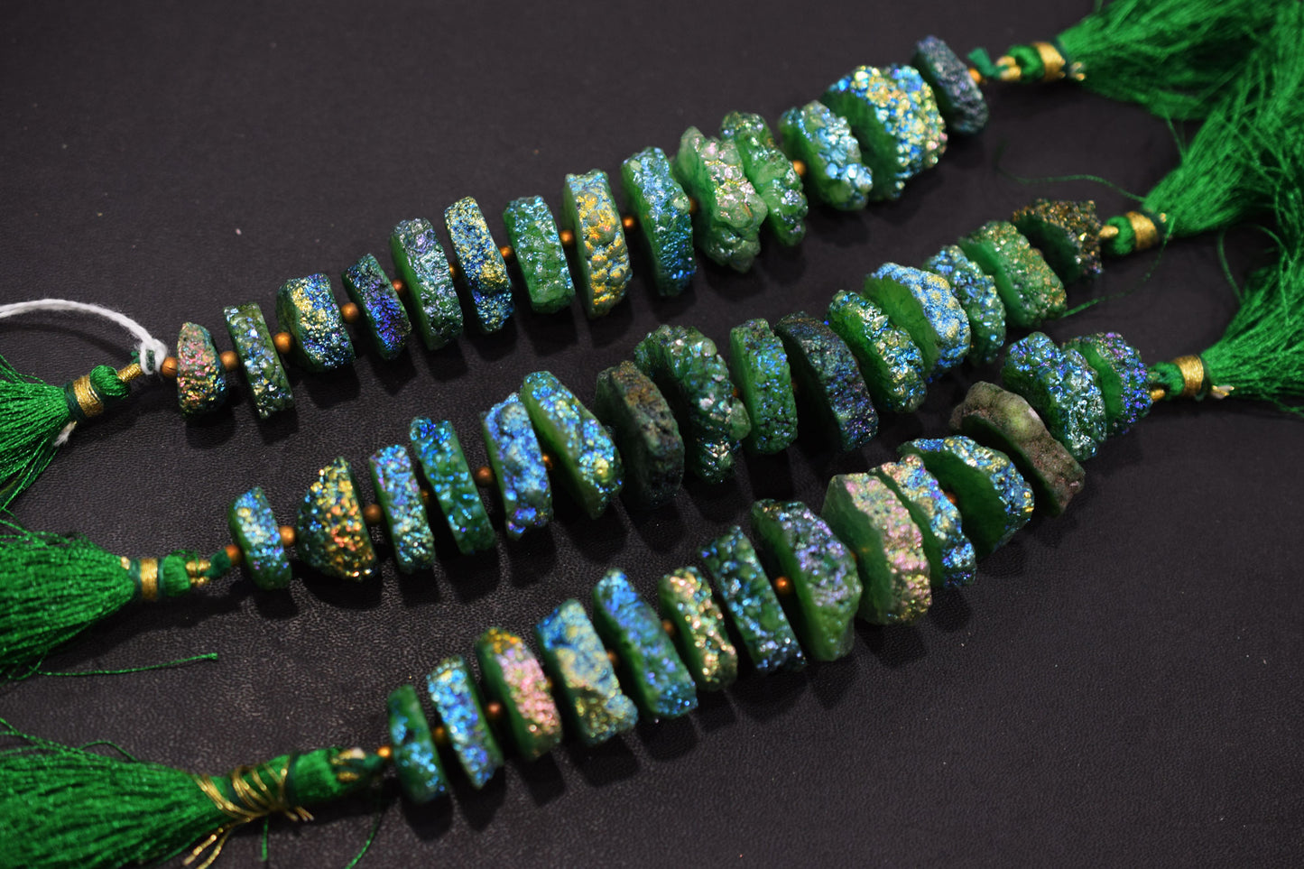 Rainbow Coated Stalactite Solar Quartz Tyre Shape , Sold By Strand , 14x15 - 23x28 mm , 5", 19304