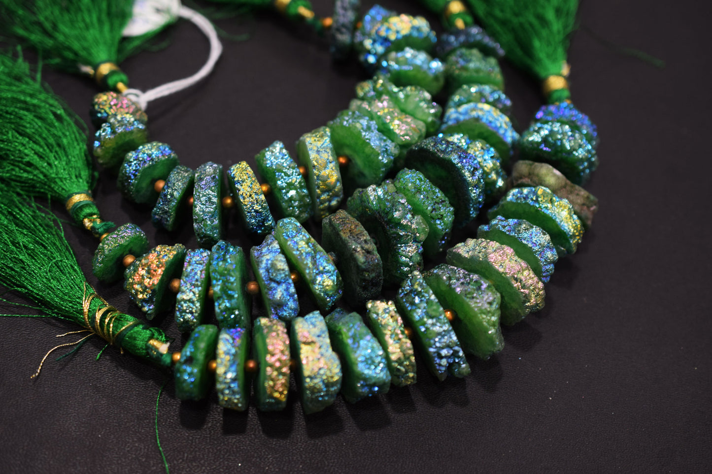 Rainbow Coated Stalactite Solar Quartz Tyre Shape , Sold By Strand , 14x15 - 23x28 mm , 5", 19304
