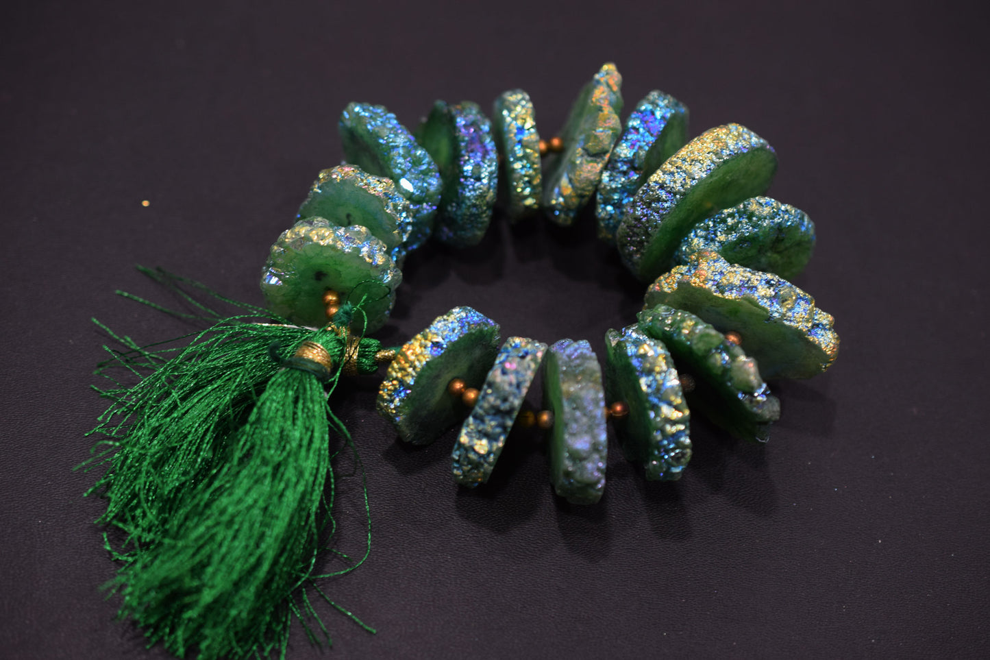 Rainbow Coated Stalactite Solar Quartz Tyre Shape , Sold By Strand , 20x22 - 32x35 mm , 7", 19305