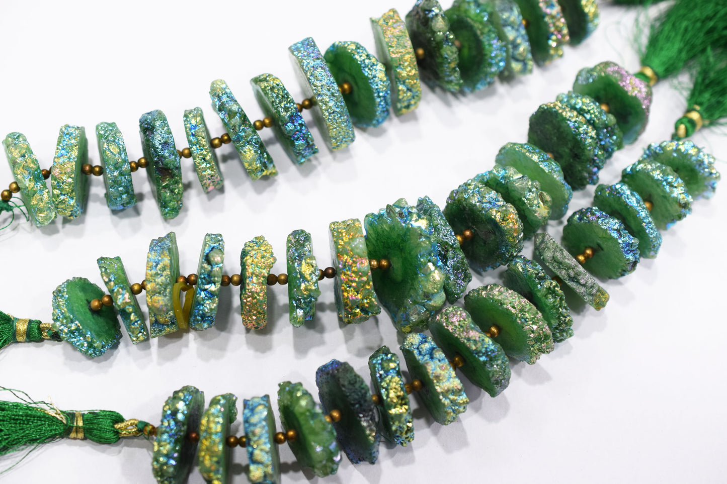 Rainbow Coated Stalactite Solar Quartz Tyre Shape , Sold By Strand , 20x22 - 32x35 mm , 7", 19305