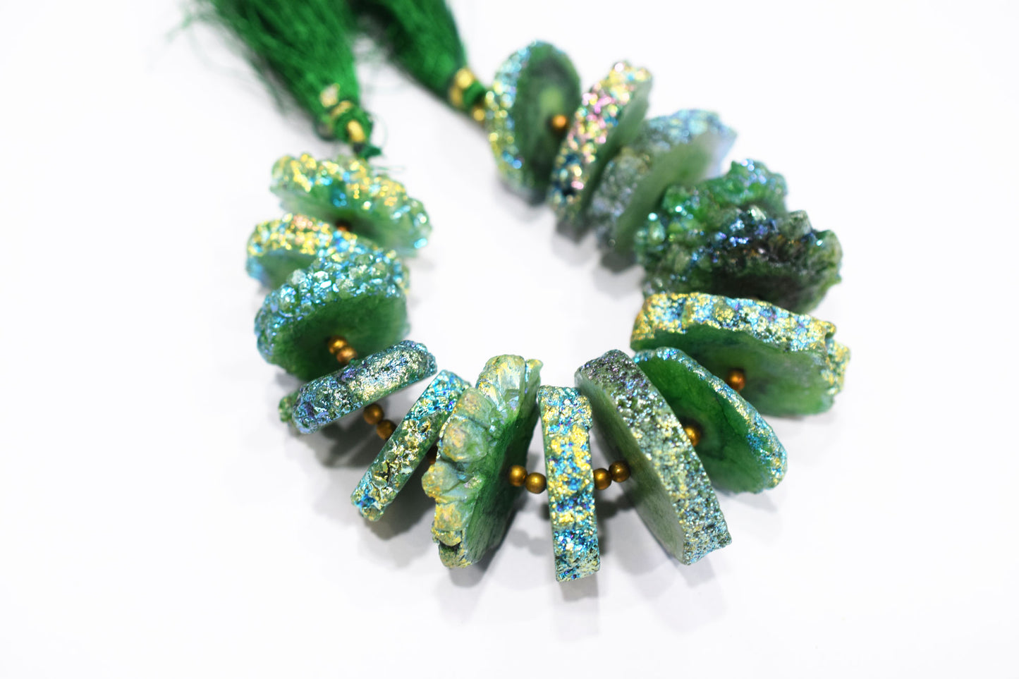 Rainbow Coated Stalactite Solar Quartz Tyre Shape , Sold By Strand , 20x22 - 32x35 mm , 7", 19305