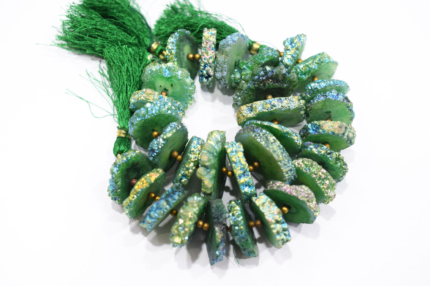 Rainbow Coated Stalactite Solar Quartz Tyre Shape , Sold By Strand , 20x22 - 32x35 mm , 7", 19305