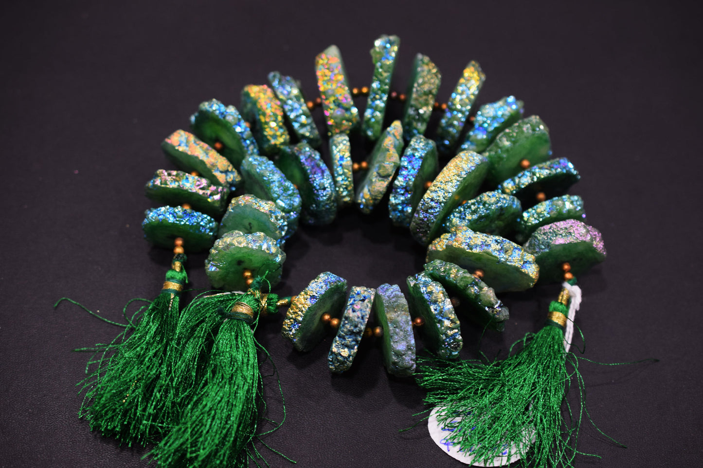Rainbow Coated Stalactite Solar Quartz Tyre Shape , Sold By Strand , 20x22 - 32x35 mm , 7", 19305
