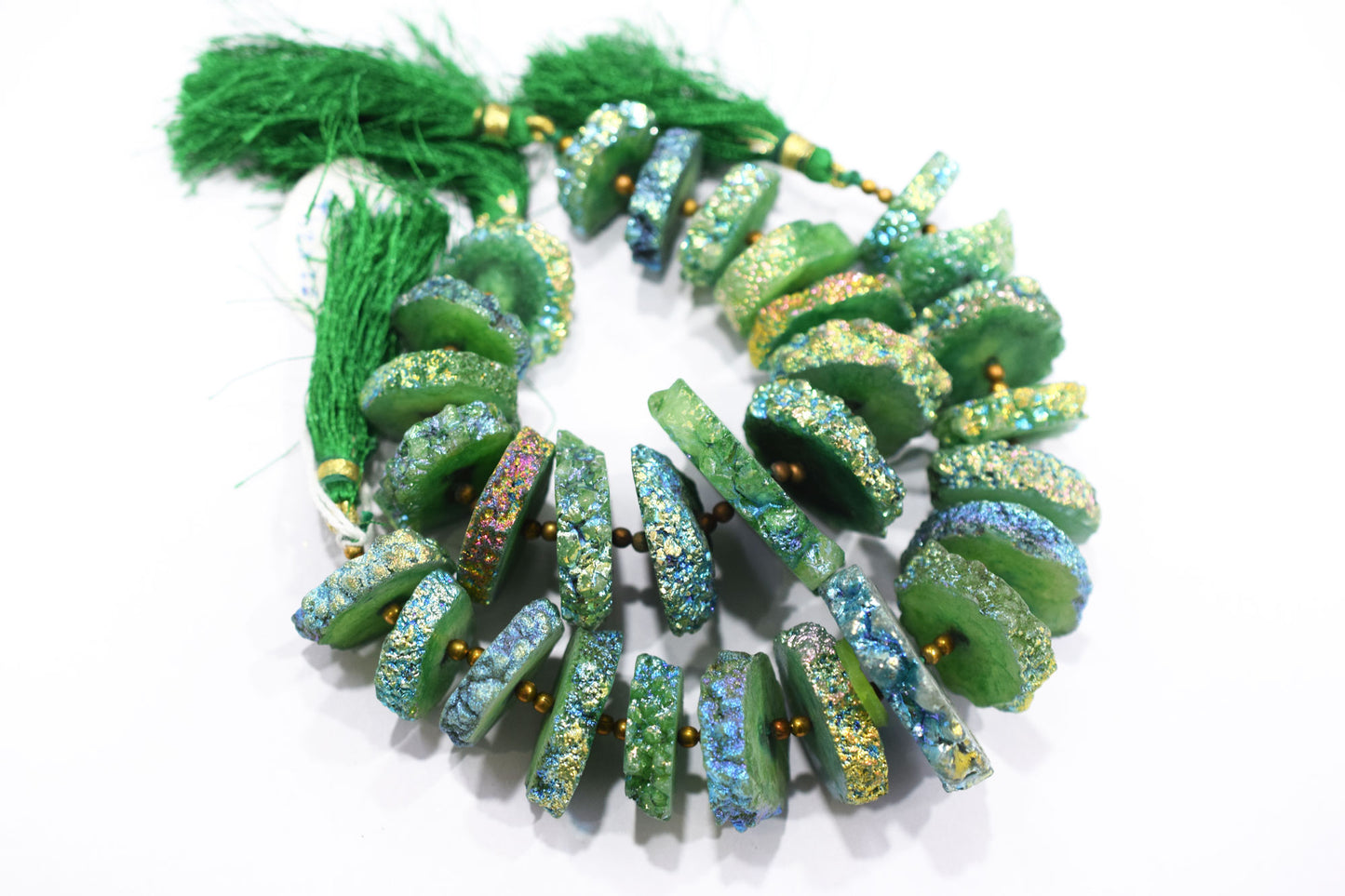 Rainbow Coated Stalactite Solar Quartz Tyre Shape , Sold By Strand , 22x24 - 35x38 mm , 7", 19306