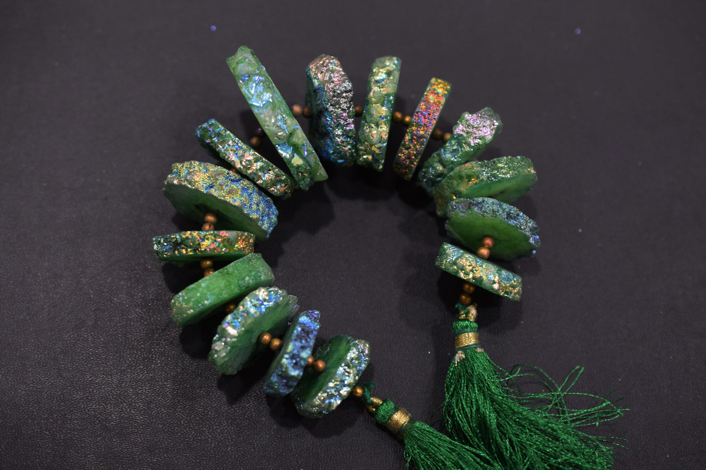 Rainbow Coated Stalactite Solar Quartz Tyre Shape , Sold By Strand , 22x24 - 35x38 mm , 7", 19306