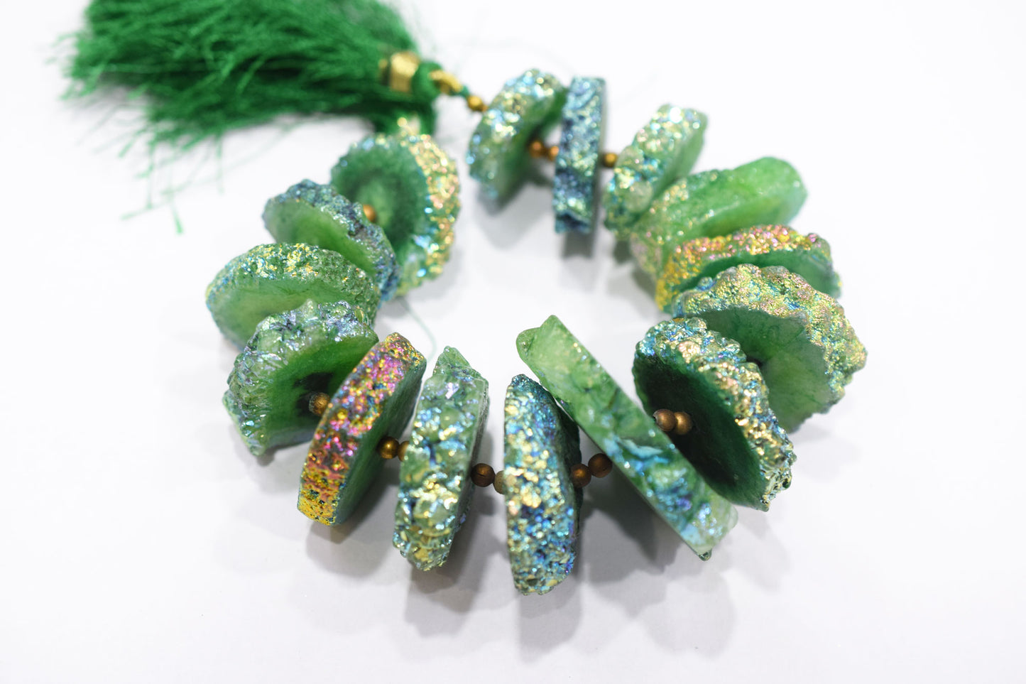 Rainbow Coated Stalactite Solar Quartz Tyre Shape , Sold By Strand , 22x24 - 35x38 mm , 7", 19306