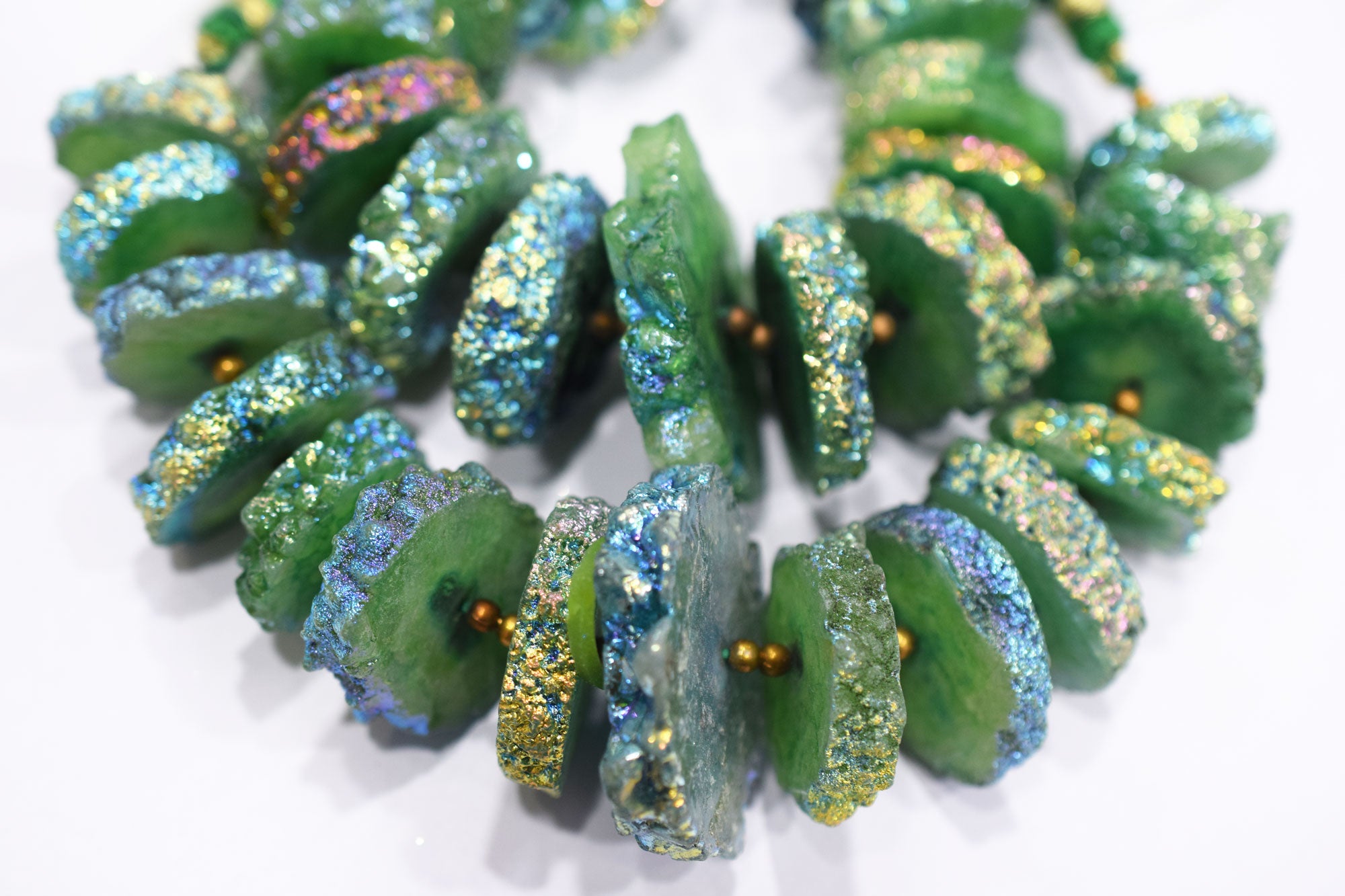 Rainbow Coated Stalactite Solar Quartz Tyre Shape , Sold By Strand , 22x24 - 35x38 mm , 7", 19306