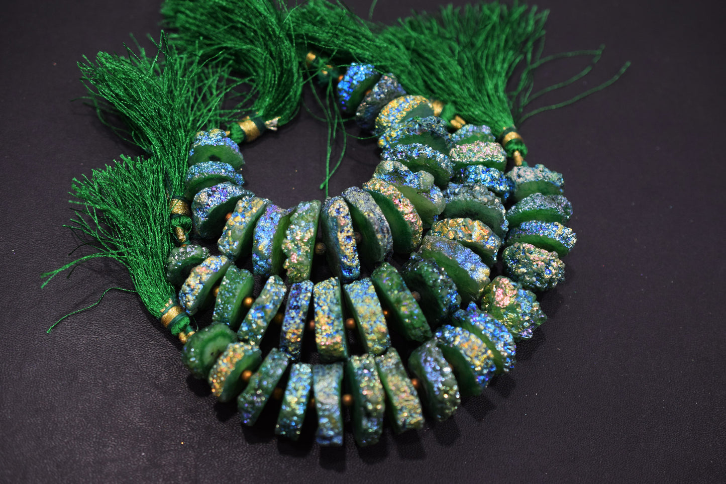 Rainbow Coated Stalactite Solar Quartz Tyre Shape , Sold By Strand , 14x15 - 20x25 mm , 5", 19307