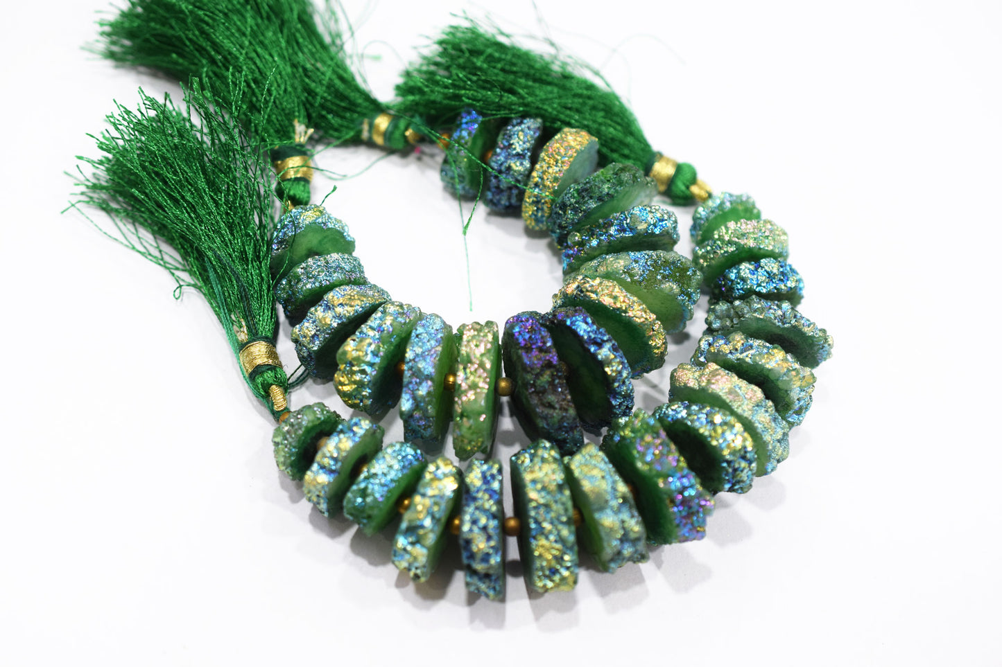Rainbow Coated Stalactite Solar Quartz Tyre Shape , Sold By Strand , 14x15 - 20x25 mm , 5", 19307