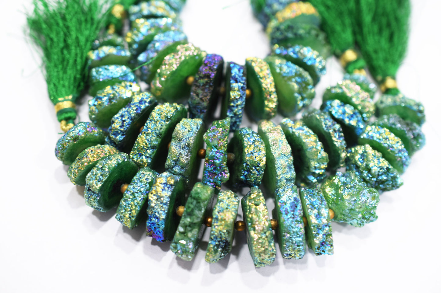 Rainbow Coated Stalactite Solar Quartz Tyre Shape , Sold By Strand , 14x15 - 20x25 mm , 5", 19307