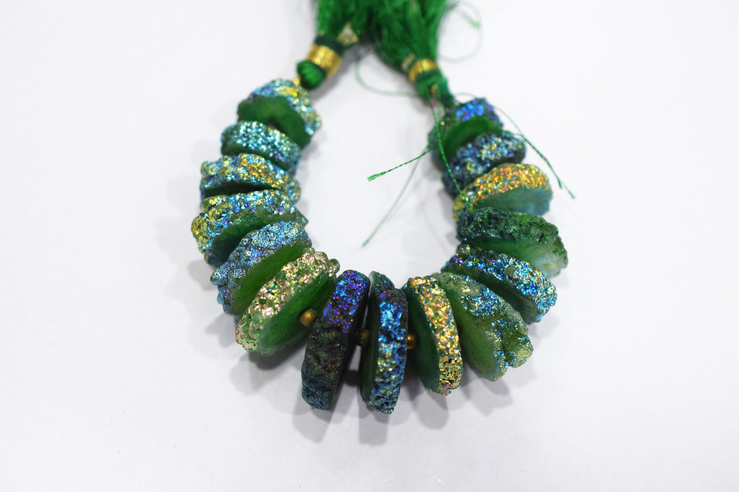 Rainbow Coated Stalactite Solar Quartz Tyre Shape , Sold By Strand , 14x15 - 20x25 mm , 5", 19307