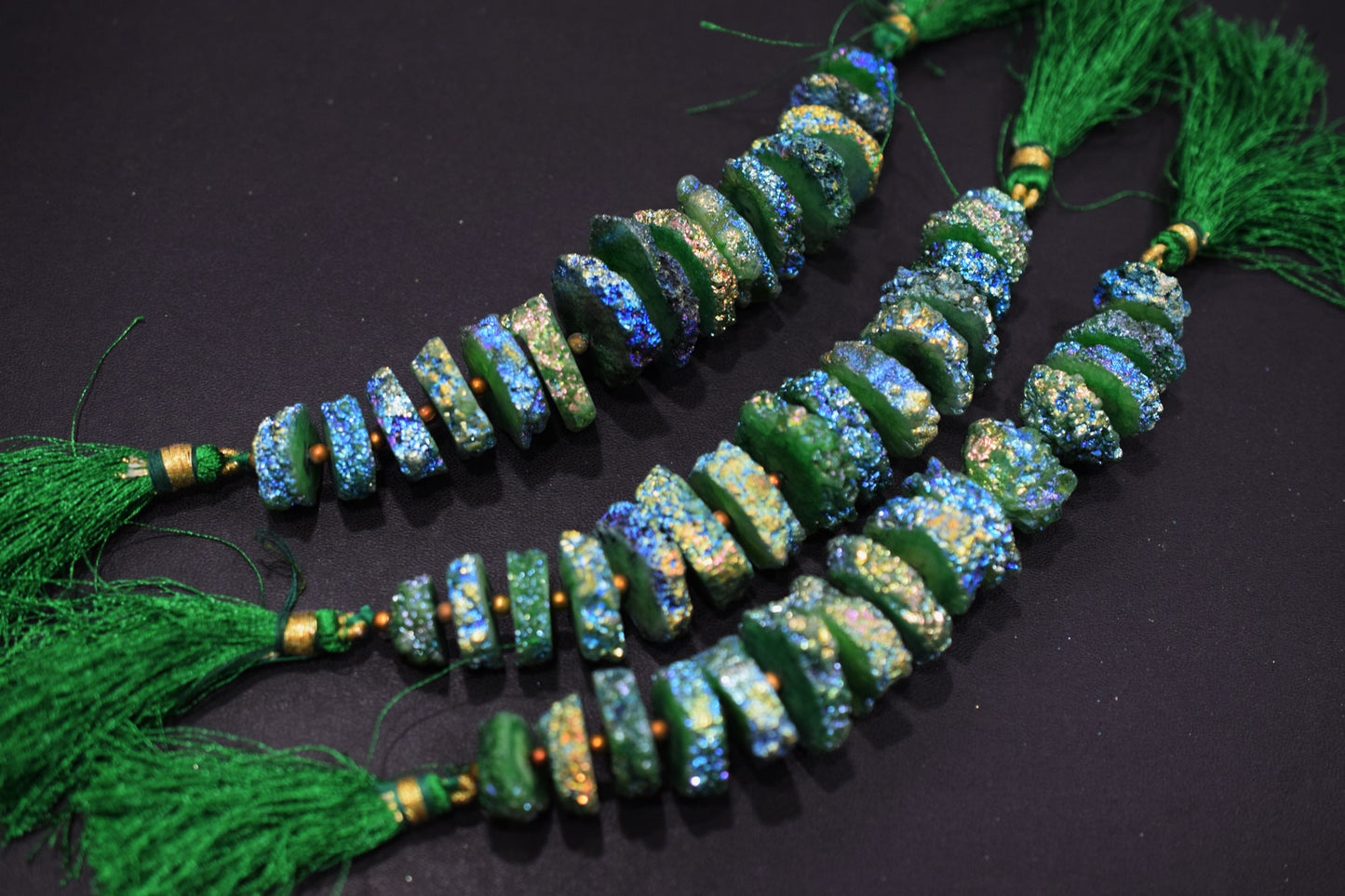 Rainbow Coated Stalactite Solar Quartz Tyre Shape , Sold By Strand , 14x15 - 20x25 mm , 5", 19307