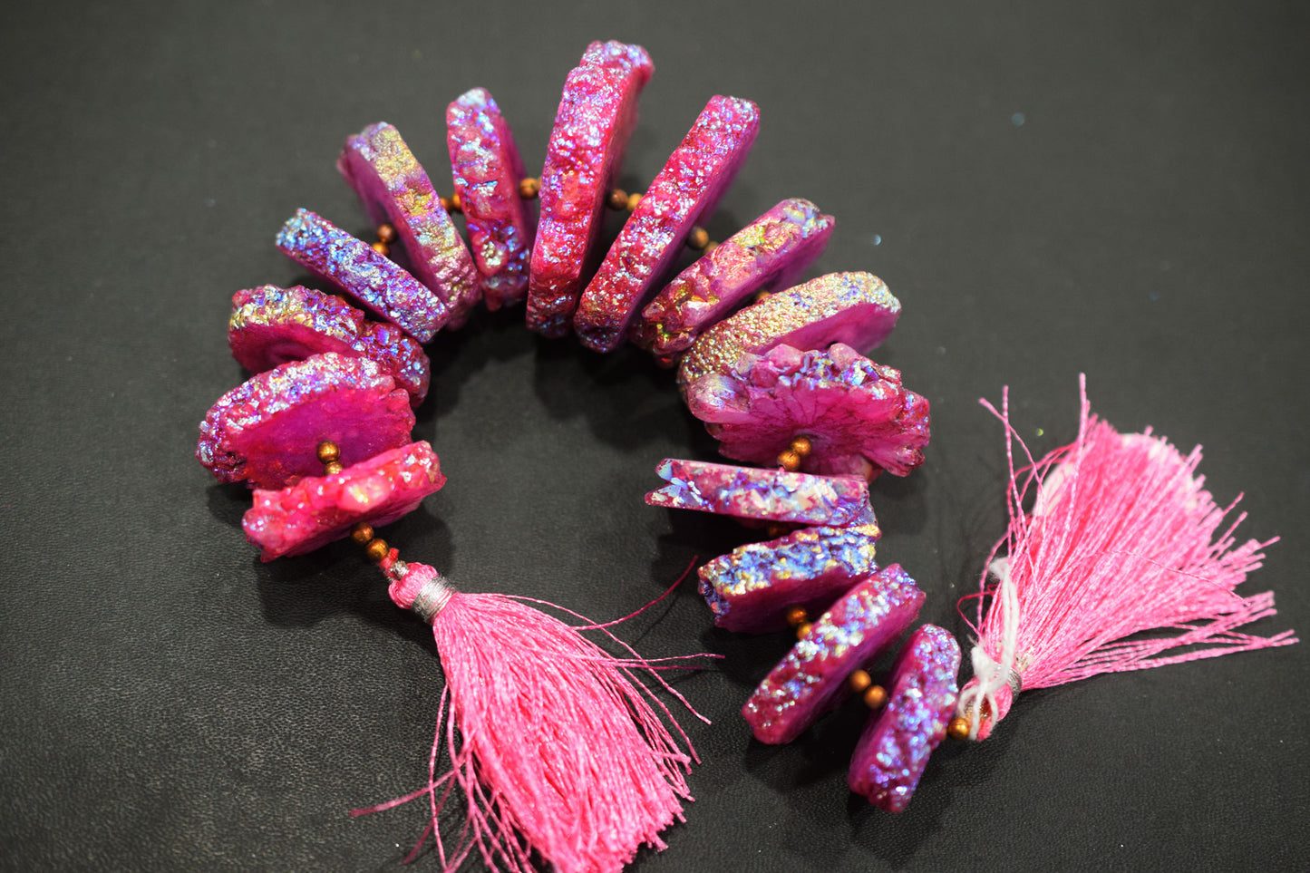 Rainbow Coated Stalactite Solar Quartz Tyre Shape , Sold By Strand , 22x28 - 42x42 mm , 7", 19309