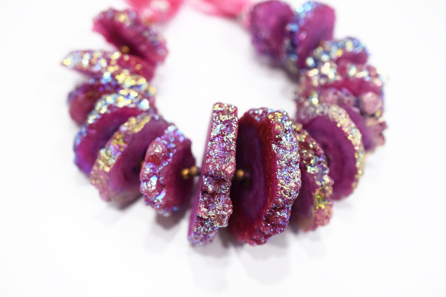 Rainbow Coated Stalactite Solar Quartz Tyre Shape , Sold By Strand , 22x28 - 42x42 mm , 7", 19309
