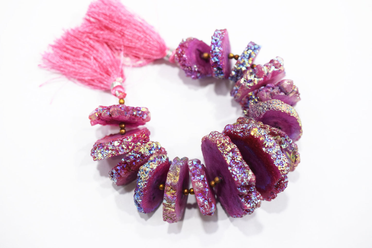 Rainbow Coated Stalactite Solar Quartz Tyre Shape , Sold By Strand , 22x28 - 42x42 mm , 7", 19309