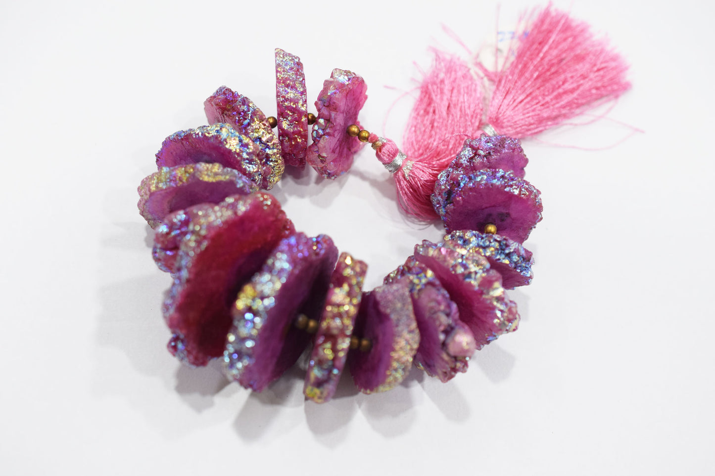 Rainbow Coated Stalactite Solar Quartz Tyre Shape , Sold By Strand , 22x28 - 42x42 mm , 7", 19309