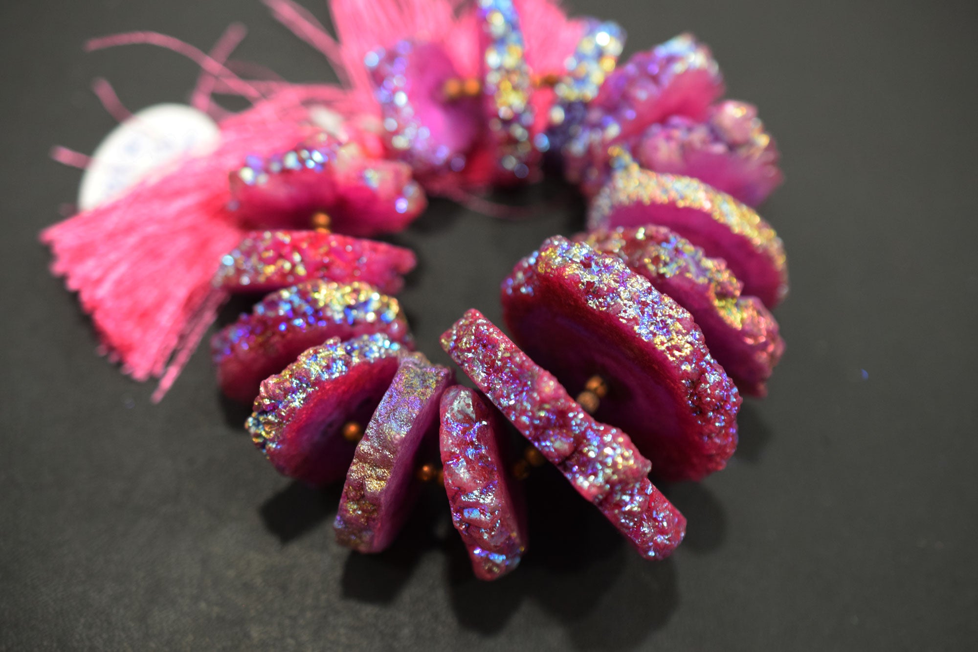 Rainbow Coated Stalactite Solar Quartz Tyre Shape , Sold By Strand , 22x28 - 42x42 mm , 7", 19309