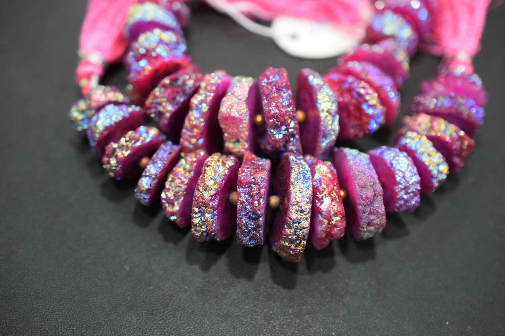 Rainbow Coated Stalactite Solar Quartz Tyre Shape , Sold By Strand , 16x18 - 25x27 mm , 5", 19310