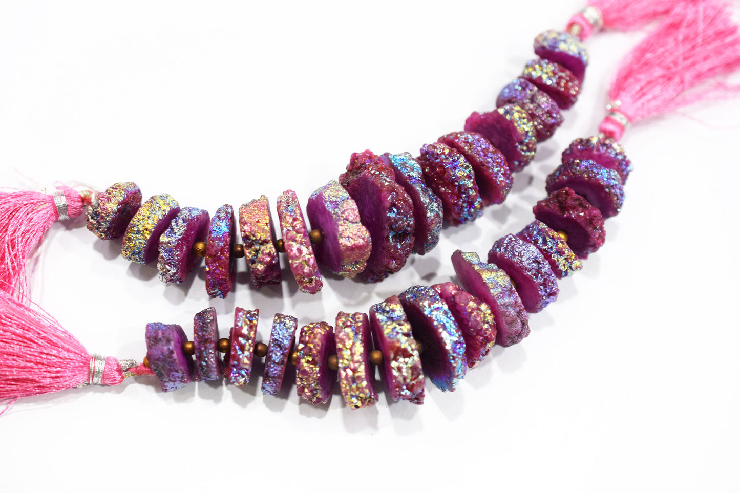 Rainbow Coated Stalactite Solar Quartz Tyre Shape , Sold By Strand , 16x18 - 25x27 mm , 5", 19310