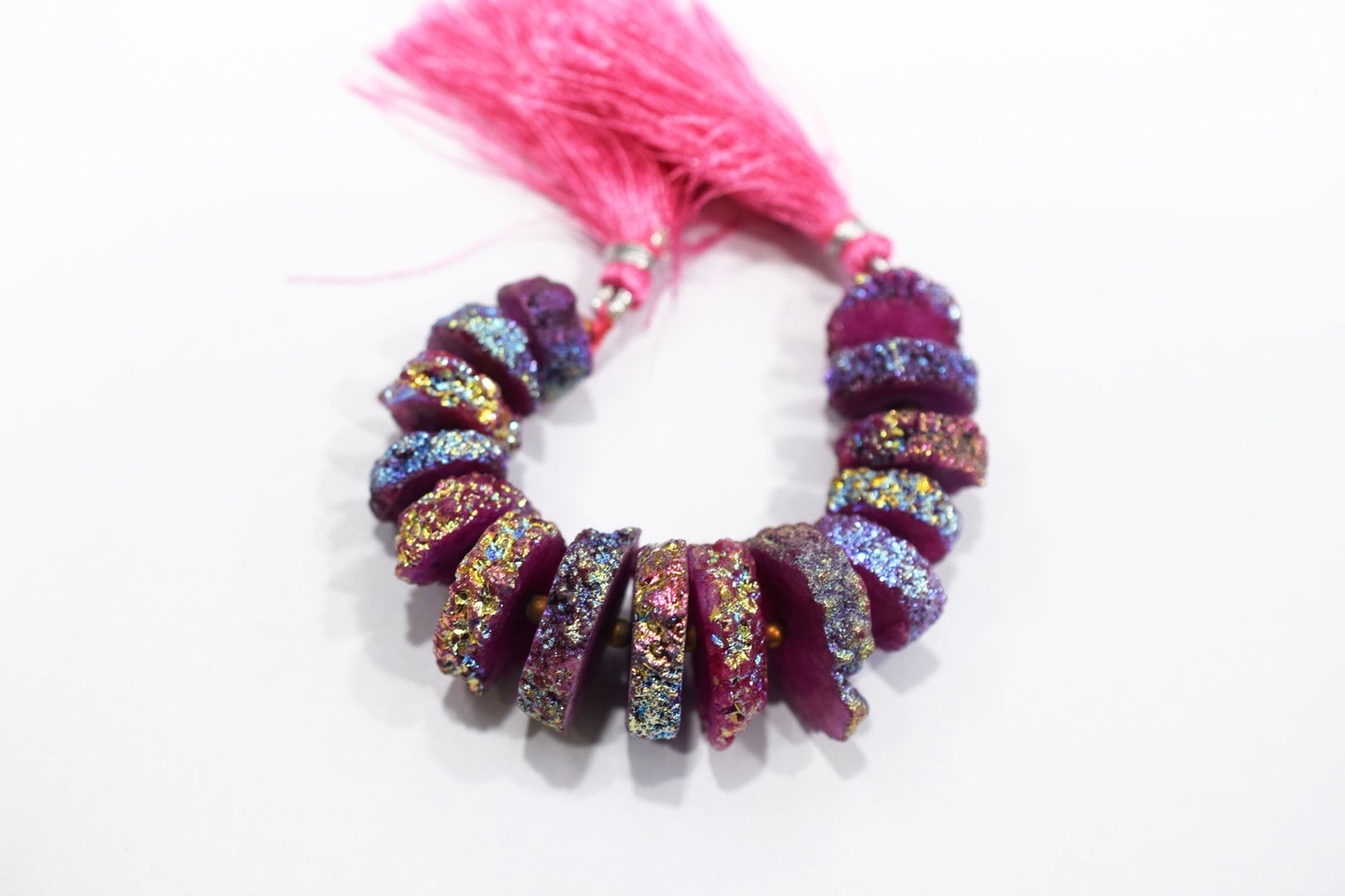Rainbow Coated Stalactite Solar Quartz Tyre Shape , Sold By Strand , 16x18 - 25x27 mm , 5", 19310
