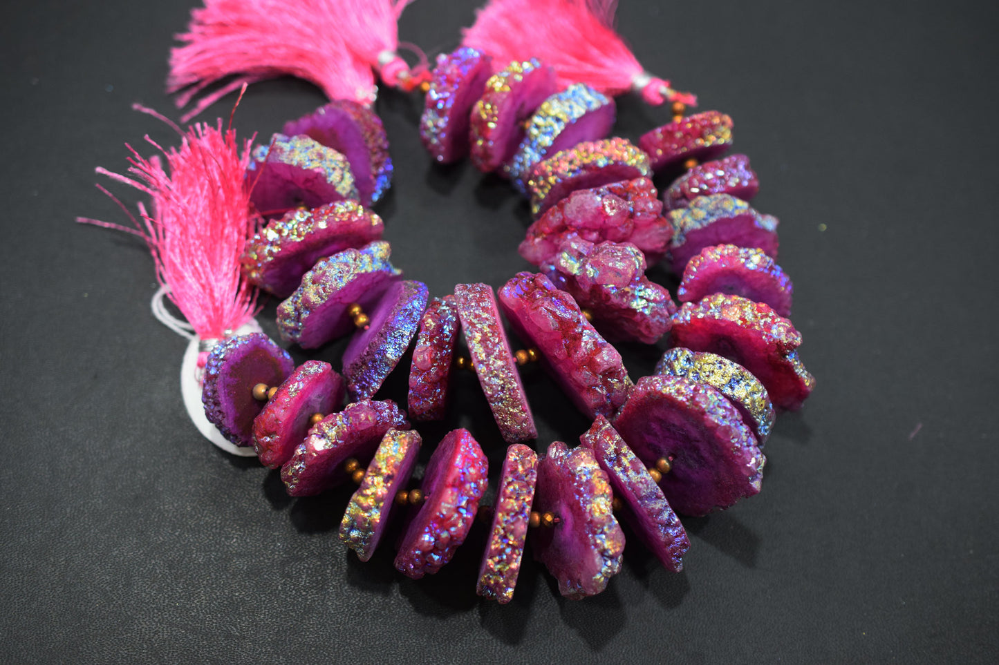Rainbow Coated Stalactite Solar Quartz Tyre Shape , Sold By Strand , 21x23-32x35 mm , 7", 19311