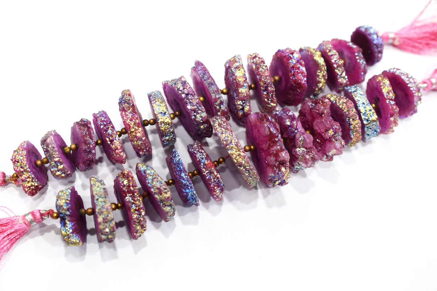 Rainbow Coated Stalactite Solar Quartz Tyre Shape , Sold By Strand , 21x23-32x35 mm , 7", 19311