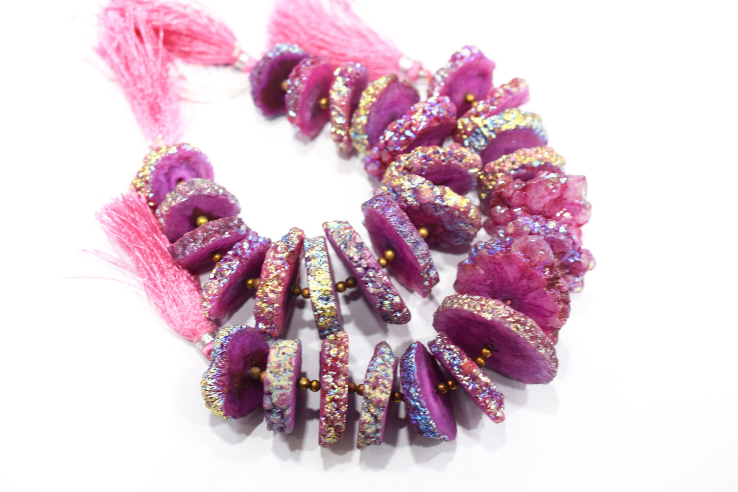 Rainbow Coated Stalactite Solar Quartz Tyre Shape , Sold By Strand , 21x23-32x35 mm , 7", 19311